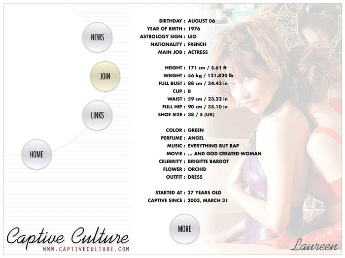 Captive Culture - Biography Page - Model : Laureen