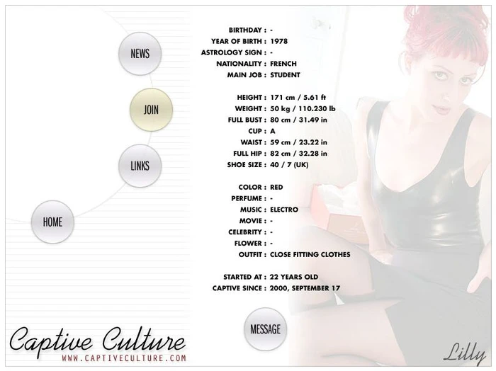 Captive Culture - Biography Page - Model : Lilly